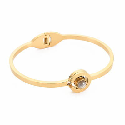 Crystal Rhinestone Flat Round with Roman Numeral Bangle