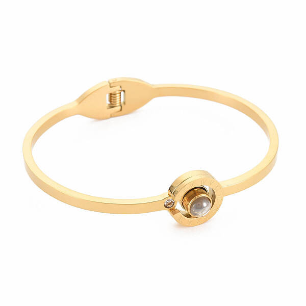 Crystal Rhinestone Flat Round with Roman Numeral Bangle