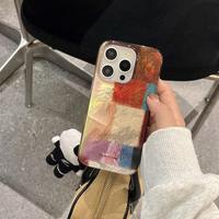 Art Color Block Patchwork Phone Case, Double Layer Phone Protective Cover, Phone Accessories Compatible with iPhone 16 Pro Ma...