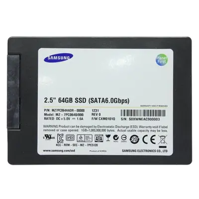 MZ7PC064HADR-00000 Samsung 830 Series 64GB 2.5-inch 6GB/s SATA NAND MLC (Basic Kit) Solid State Drive