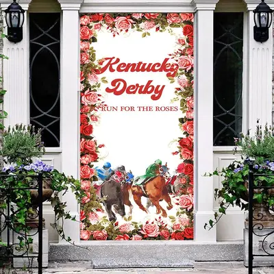 Kentucky Derby Run For The Roses Horse Door Cover - Aperturee