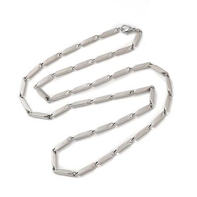 Non-Tarnish 201 Stainless Steel Rectangle Bar Link Chain Necklace