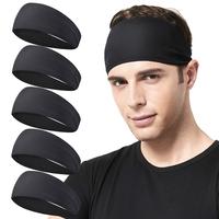 Solid Color Quick Dry Sports Headband (5 Counts), Sweat Absorbing Headband for Men and Women, Sports Headband for Running Cyc...