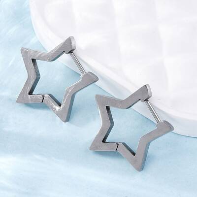 Tarnish Resistant 304 Stainless Steel Star Huggie Hoop Earrings