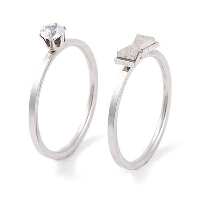 Bowknot 304 Stainless Steel Finger Ring Set for Women