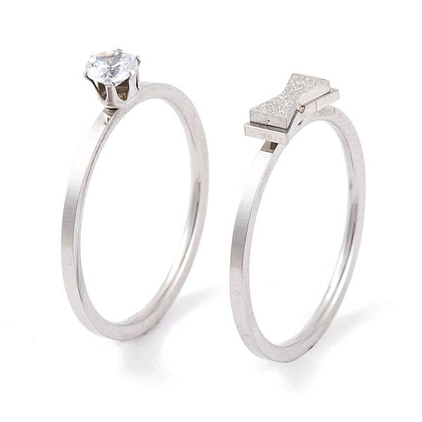 Bowknot 304 Stainless Steel Finger Ring Set for Women