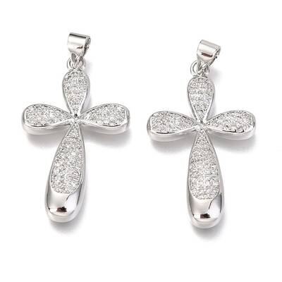 Brass Micro Pave Clear Cubic Zirconia Pendants