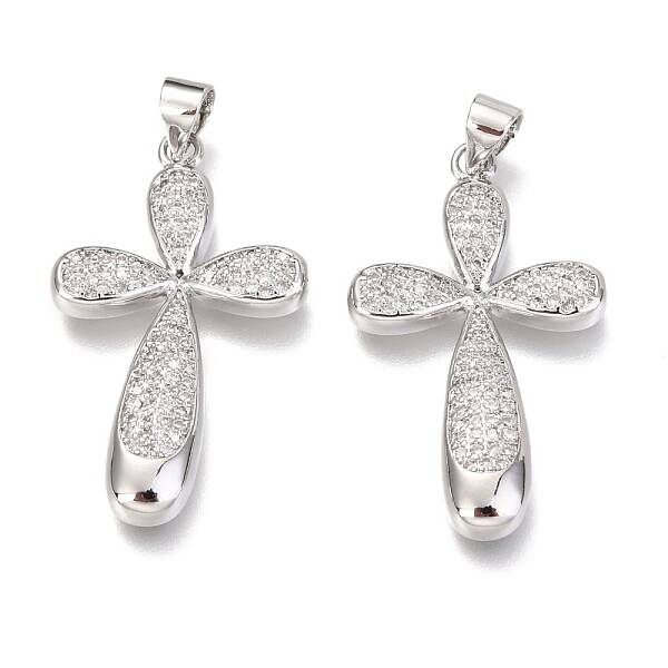 Brass Micro Pave Clear Cubic Zirconia Pendants