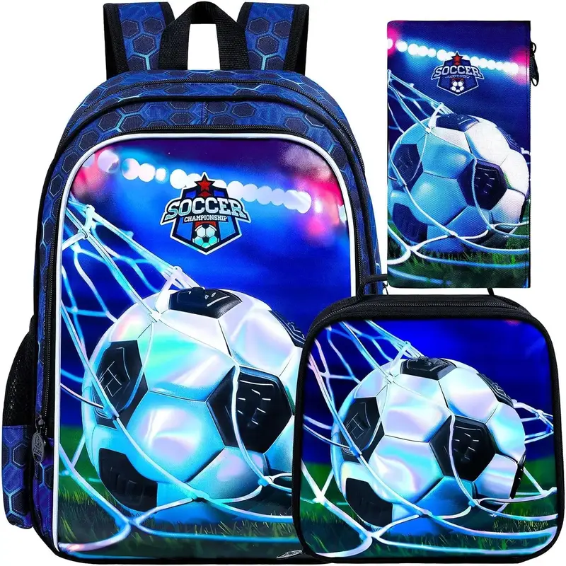 3PCS Soccer Backpack for Boys, 16\