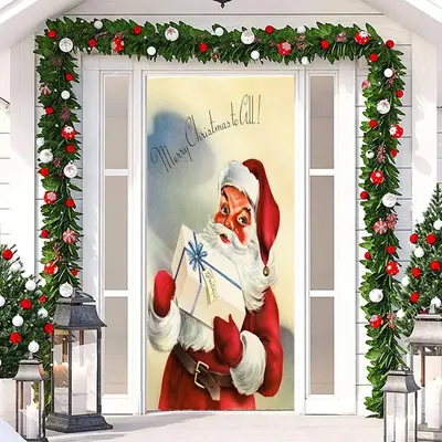 Santa Claus Presents Painting Christmas Door Cover - Aperturee