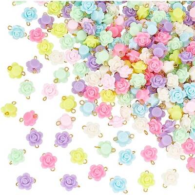 200Pcs Opaque Acrylic Beads Connector Charms