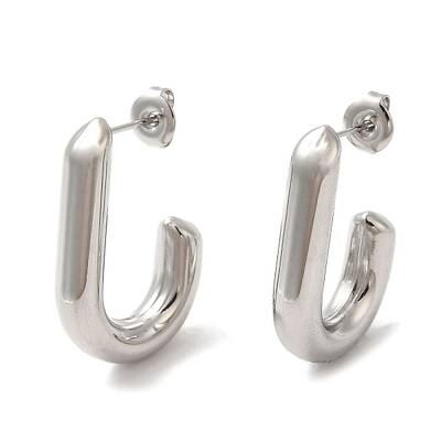 Non-Tarnish 304 Stainless Steel Oval Stud Earrings
