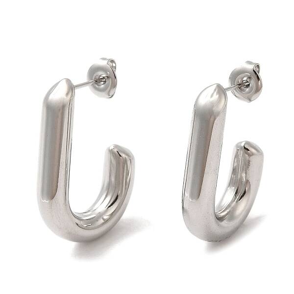 Non-Tarnish 304 Stainless Steel Oval Stud Earrings