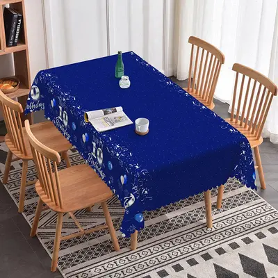 Aperturee Royal Blue Happy 10th Birthday Rectangle Tablecloth, 52x70 Inch, 30.82 USD, rectangle tablecloths, ZJY04651-A