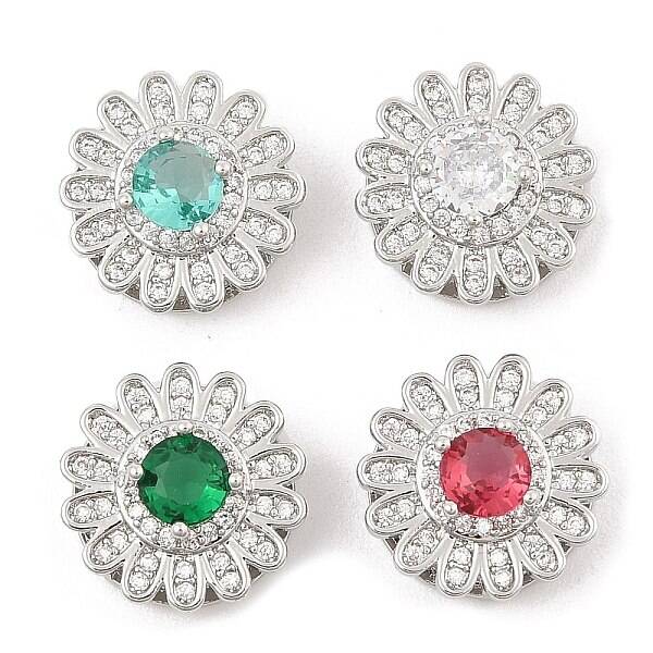 Brass Micro Pave Cubic Zirconia Slide Charms