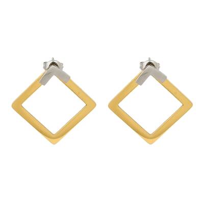 Ion Plating(IP) 304 Stainless Steel Hollow Rhombus Stud Earrings