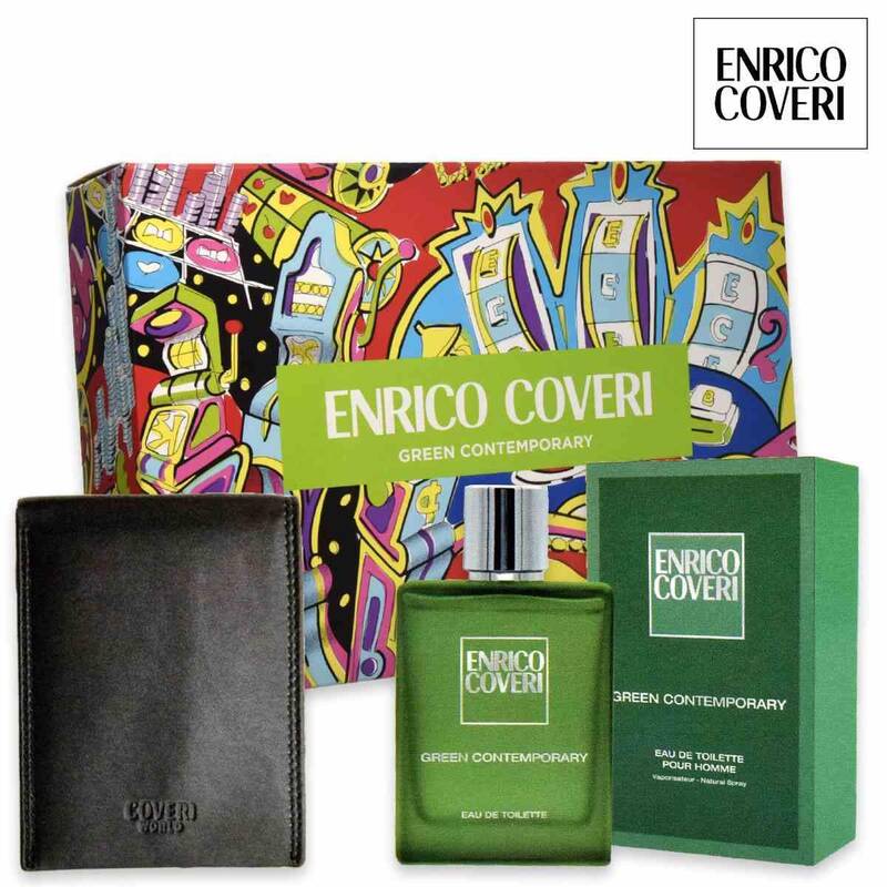 Henry coveri green contemporary edt 100 ml+ black leather wallet