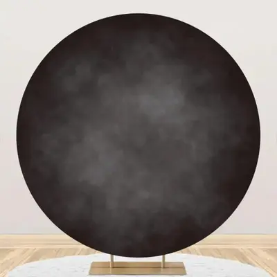Round Dark Gray Abstract Gradient Birthday Backdrop - Aperturee