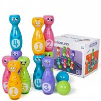 Cartoon Bowling Ball Toy, 1 Set Cute Expression Bowling Ball, Including 10 Bottles & 2 Round Balls, Birthday Gift, Valentine...