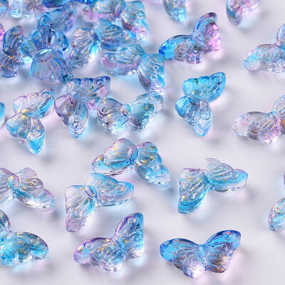 Two Tone Transparent Spray Painted Glass Beads