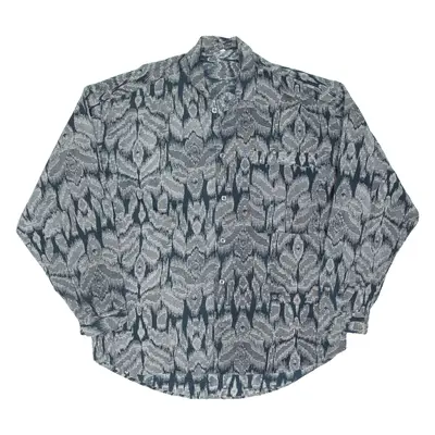 Mens Shirt Black Crazy Pattern Long Sleeve S