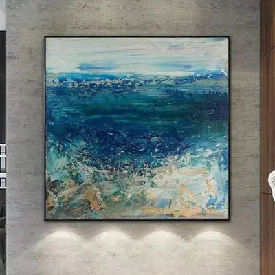 Original Blue Painting Seascape Landscape Acrylic Painting Extremely Unique Painting Contemporary Painting Turquoise Abstract...