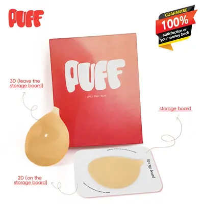 Puff #1 Push-up Sticky Bra – Waterproof & Sweat-proof,  Portable, Reusable, Washable, Essential for Travel Women's Wear wit...