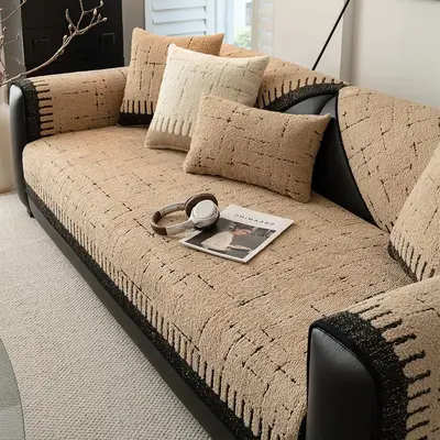 Solid Color Sofa Cover, 1 Count Non-slip Dustproof Sofa Cushion Cover, Home Decor Supplies for Living Room Hotel Dormitory