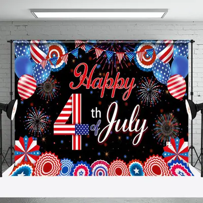 USA Flag Sparks Paper Flower 4th of July Backdrop - Aperturee