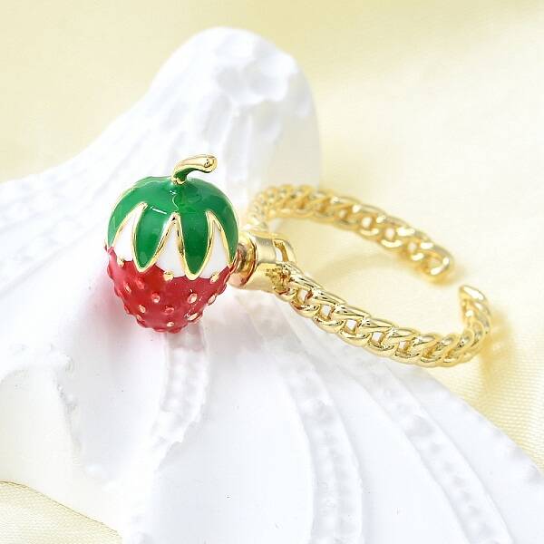 Brass Enamel Open Cuff Rings for Women
