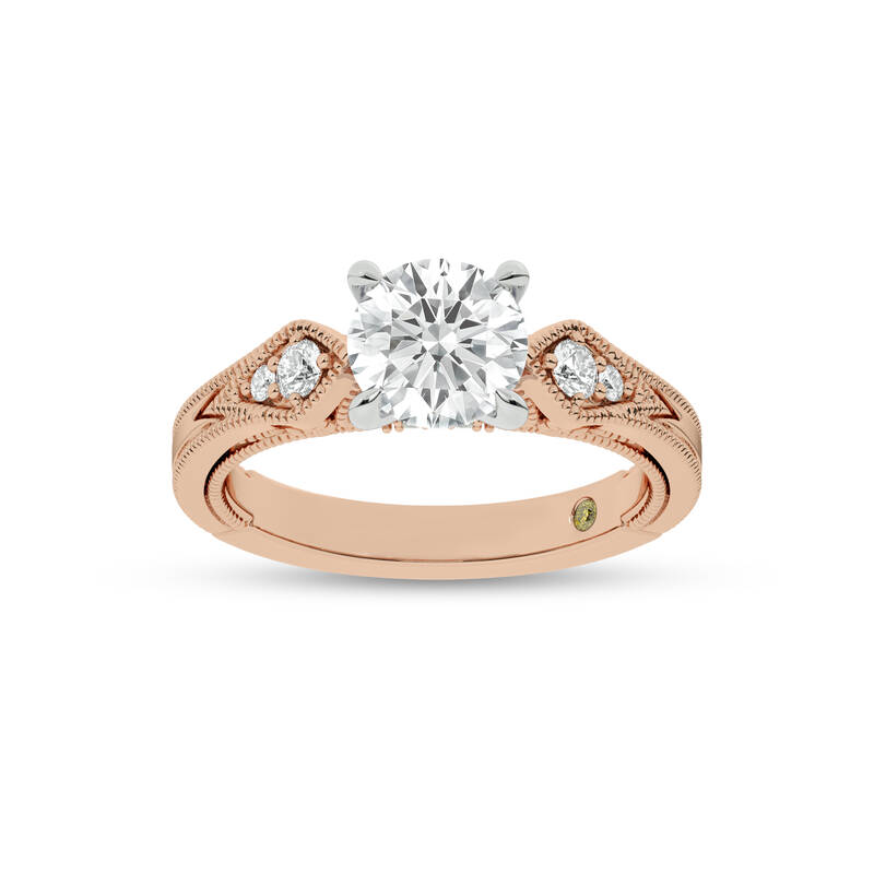 Vesta Vintage Inspired Round Lab Grown Diamond Engagement Ring | 18K Rose Gold 3 3/4 CT. TW.