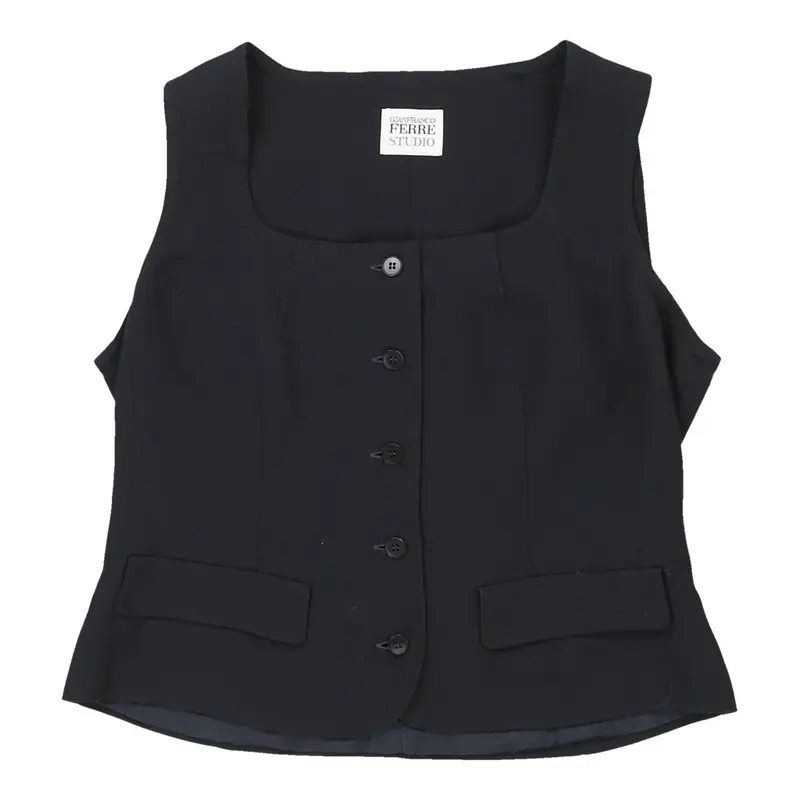Gianfranco Ferre Waistcoat - Medium Black Cotton Blend | Size: medium