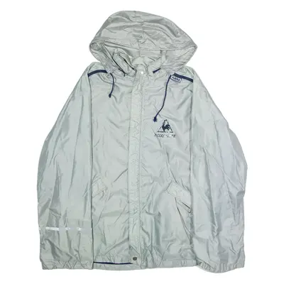 LE COQ SPORTIF X Rukka Boys Rain Jacket Silver Nylon 90s Hooded 2XL