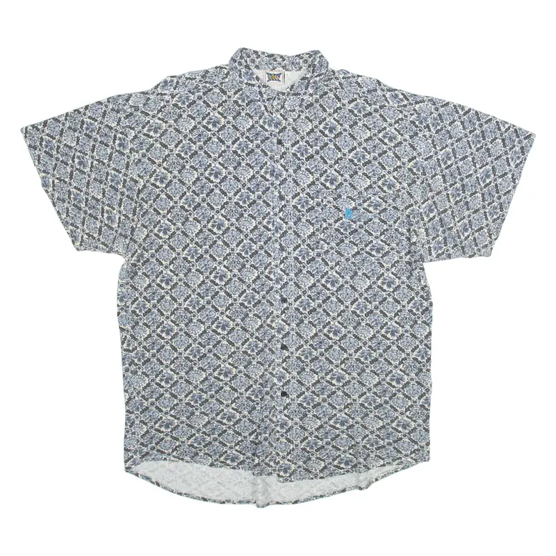 QUIKSILVER Mens Shirt Grey Crazy Pattern L