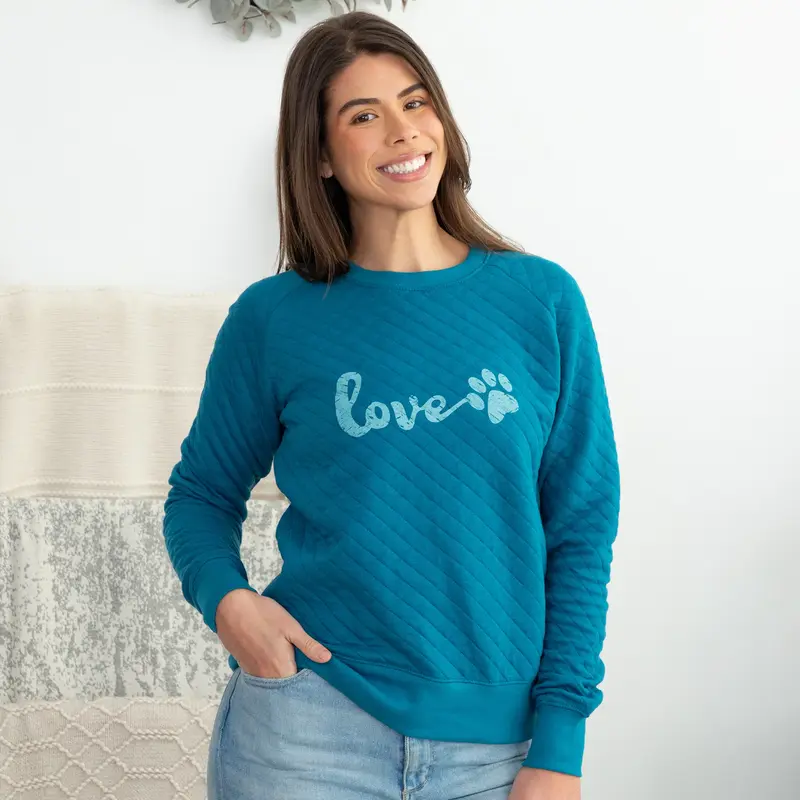 Quilted Love Paw Crewneck Sweatshirt - L