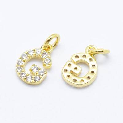 Brass Micro Pave Grade AAA Cubic Zirconia Charms