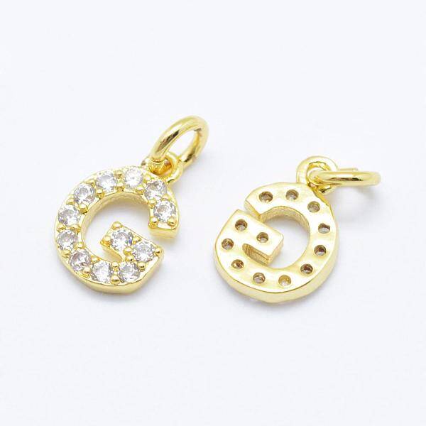 Brass Micro Pave Grade AAA Cubic Zirconia Charms