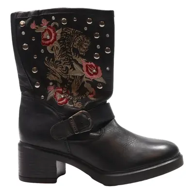 GUESS Biker Boots Black Leather Womens UK 5