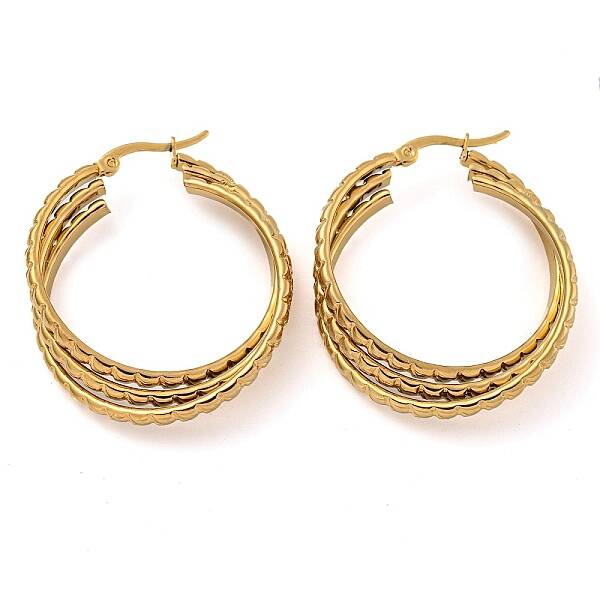 202 Stainless Steel Multi Layered Hoop Earrings