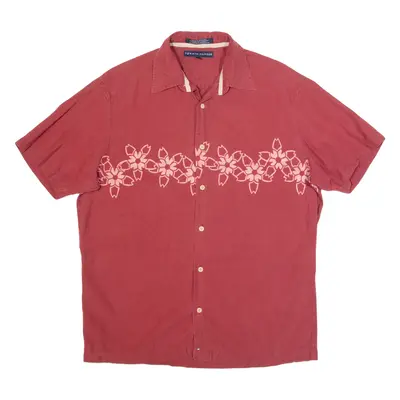 TOMMY HILFIGER Mens Hawaiian Shirt Red Floral M