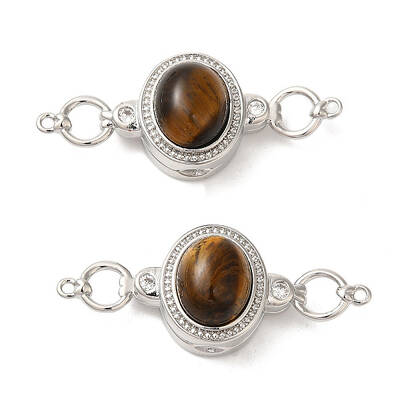 Brass Micro Pave Cubic Zirconia Magnetic Clasps