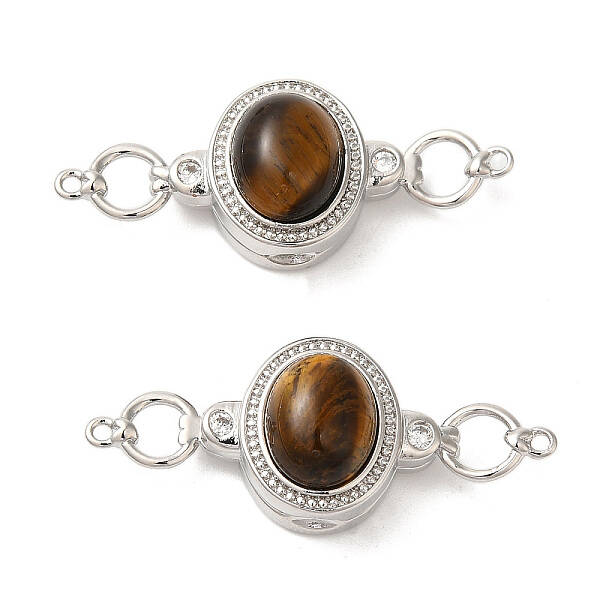 Brass Micro Pave Cubic Zirconia Magnetic Clasps