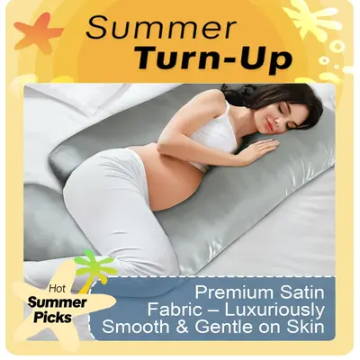 Luxurious Silky Satin Pregnancy Pillows, Cozy U-Shape Full Body Maternity Pillow with Removable Cover, 60 Inch Pregnant Must ...