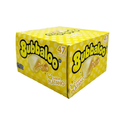 Bubbaloo Sabor Platano Banana Flavored Gum 47 Pieces Mexican Candy Dulces Mexicanos Sweet Chewy Snack Bonbon Sugar Candies Ju...
