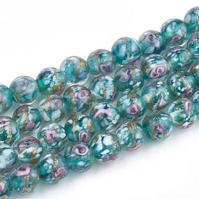Handmade Gold Sand Lampwork Beads