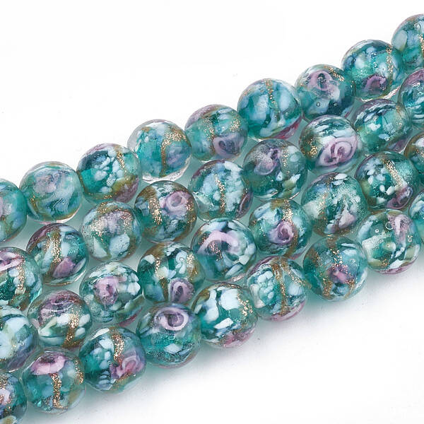 Handmade Gold Sand Lampwork Beads