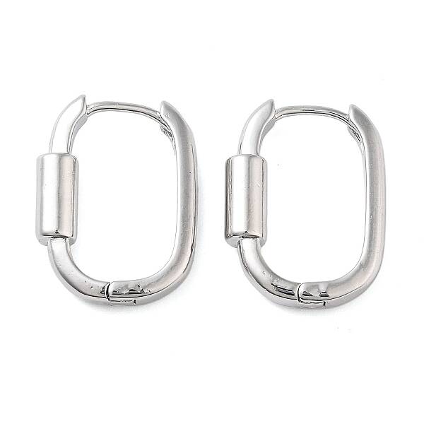 Brass Oval Hoop Earrings for Women