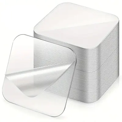 Clear Double Sided Adhesive Tape, 50pcs Strong Sticky Hook & Loop Tape, Multifunctional Transparent Tape, Double Sided Adhesi...