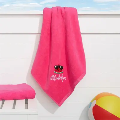 Pink Tasty Fruits Embroidered Holiday Beach Towel - Aperturee