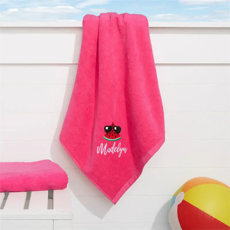 Pink Tasty Fruits Embroidered Holiday Beach Towel - Aperturee